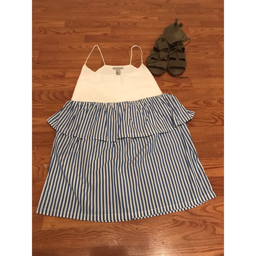 H&M Blue And White Striped Peplum Skirt